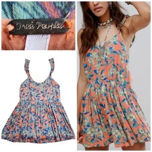 Free People OB574950 Orange Dear You Backless Mini Dress w/Pockets Sz Large